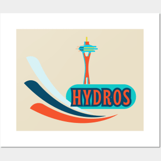 Hydroplanes and Space Needle. Seattle Summer Style Posters and Art